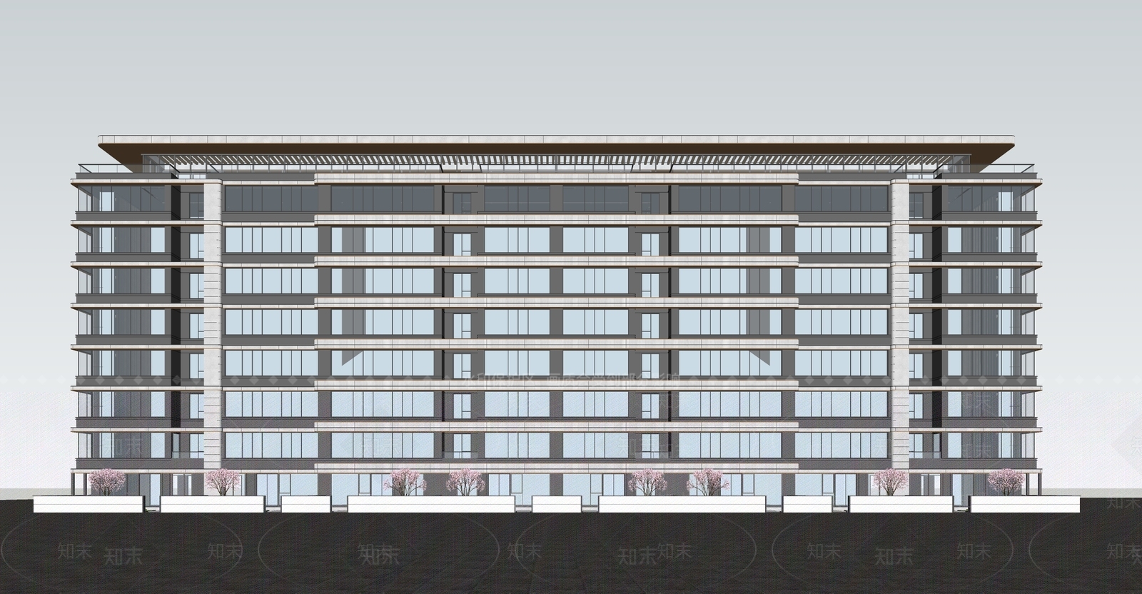 现代新中式高层住宅SU模型下载【ID:1163627839】