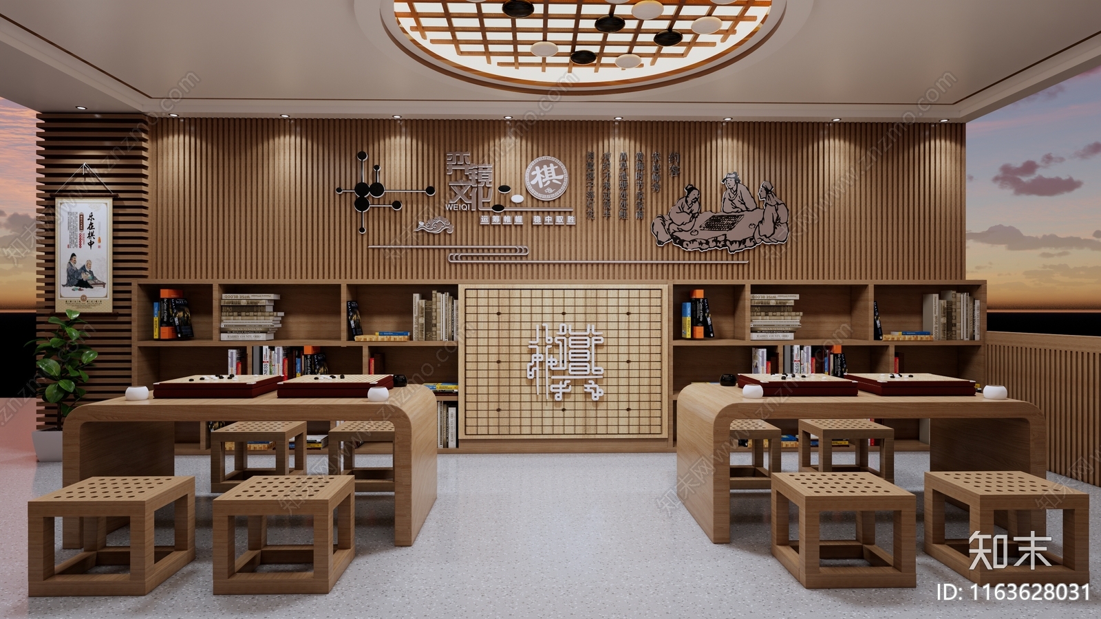 新中式其他学校空间SU模型下载【ID:1163628031】