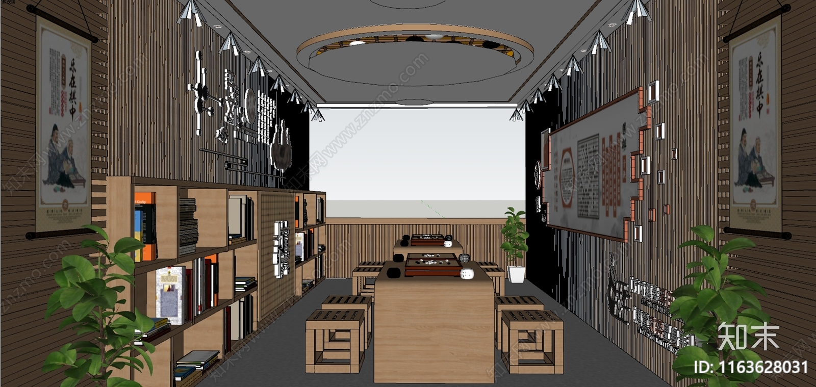 新中式其他学校空间SU模型下载【ID:1163628031】