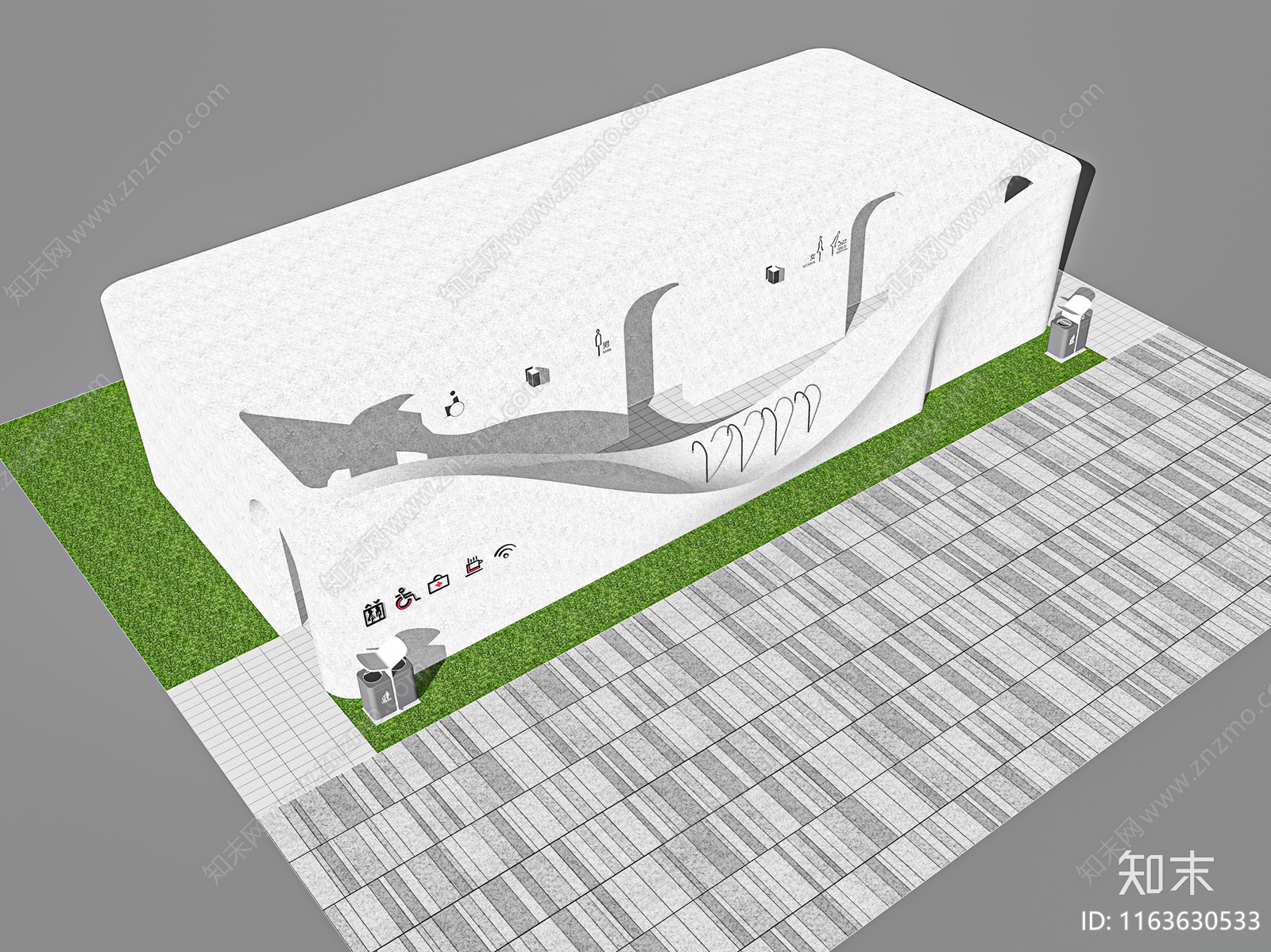 现代禅意公共卫生间SU模型下载【ID:1163630533】