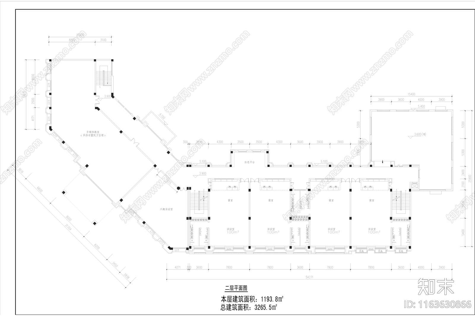 简欧幼儿园建筑cad施工图下载【ID:1163630866】