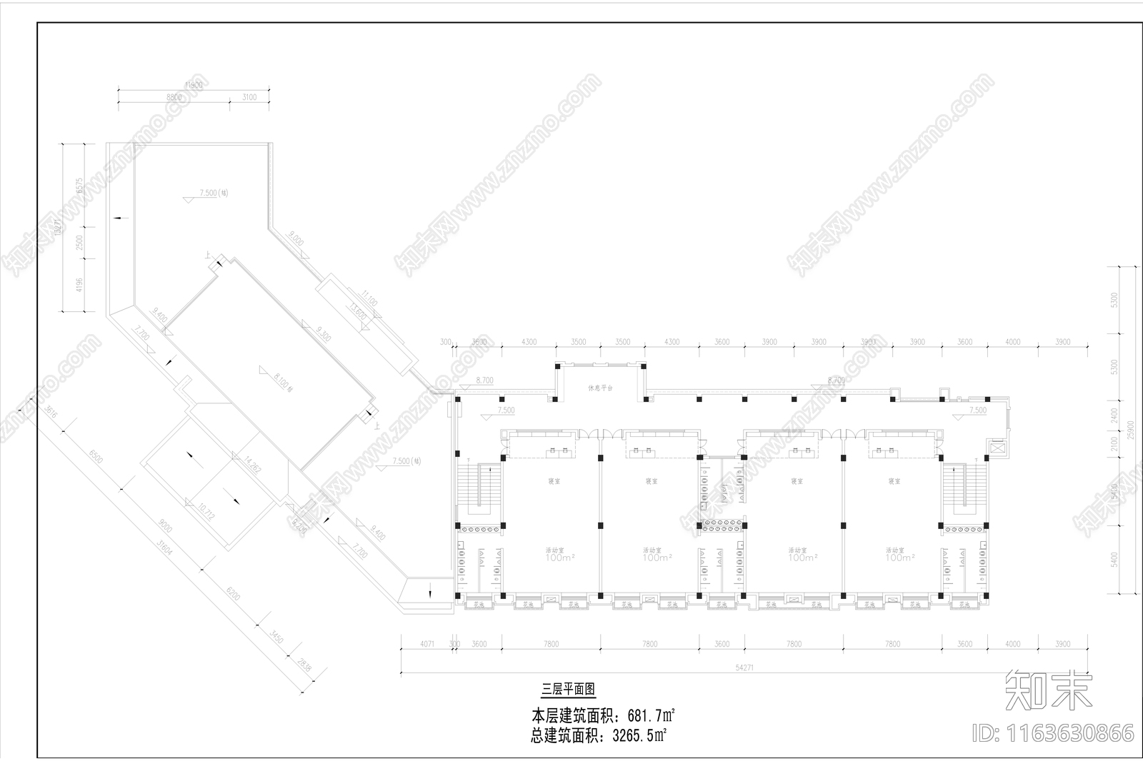 简欧幼儿园建筑cad施工图下载【ID:1163630866】