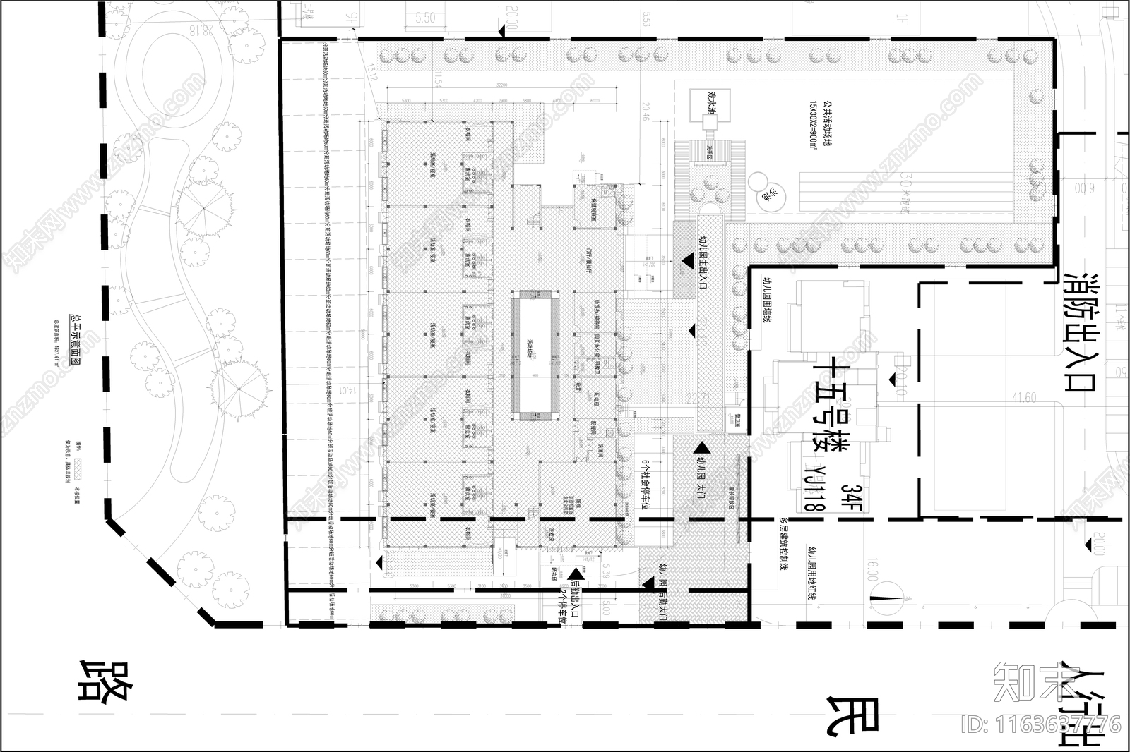 现代幼儿园建筑cad施工图下载【ID:1163637776】