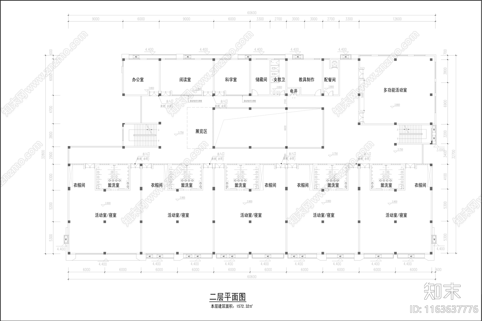 现代幼儿园建筑cad施工图下载【ID:1163637776】