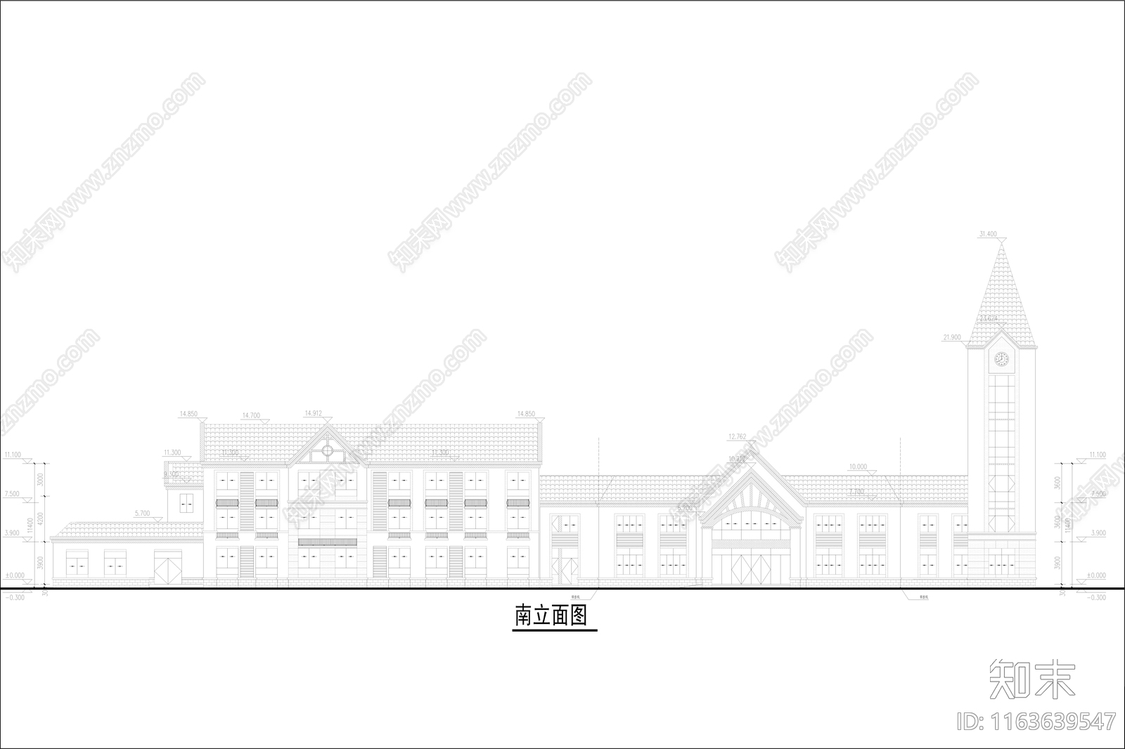 欧式幼儿园建筑cad施工图下载【ID:1163639547】