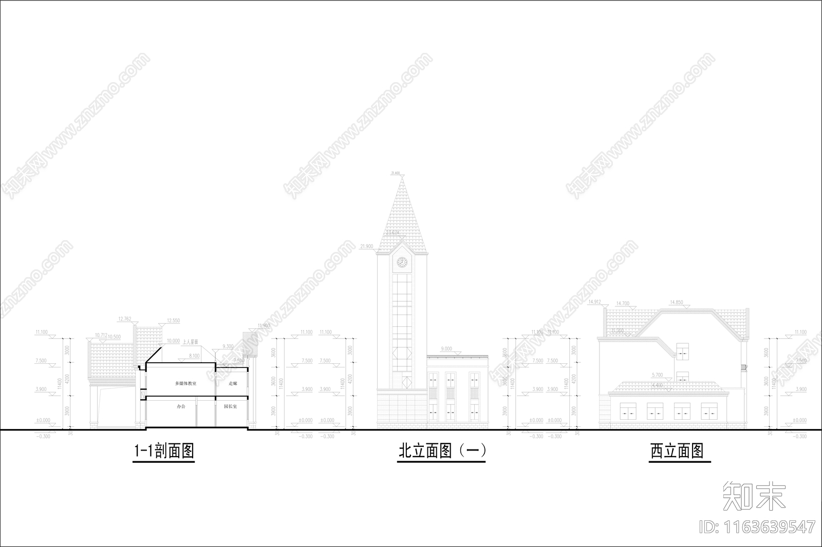 欧式幼儿园建筑cad施工图下载【ID:1163639547】