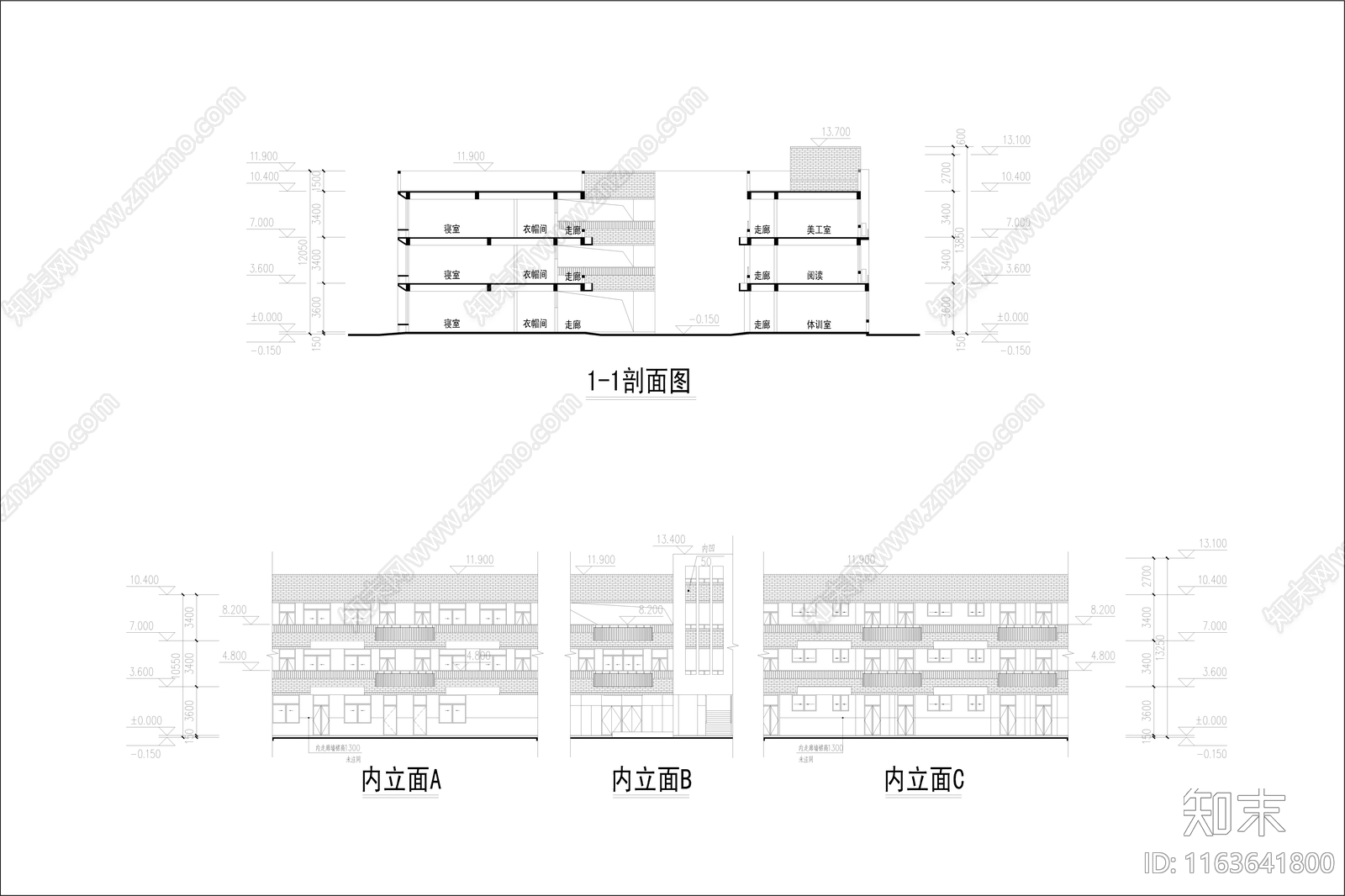 现代幼儿园建筑cad施工图下载【ID:1163641800】