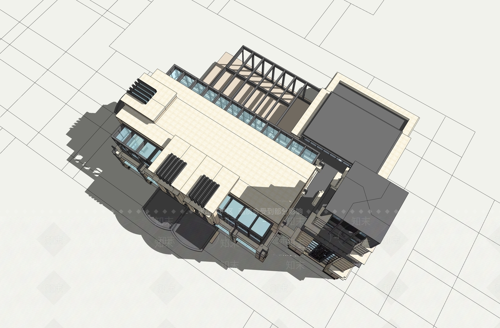 欧式简欧售楼处建筑SU模型下载【ID:1163644374】