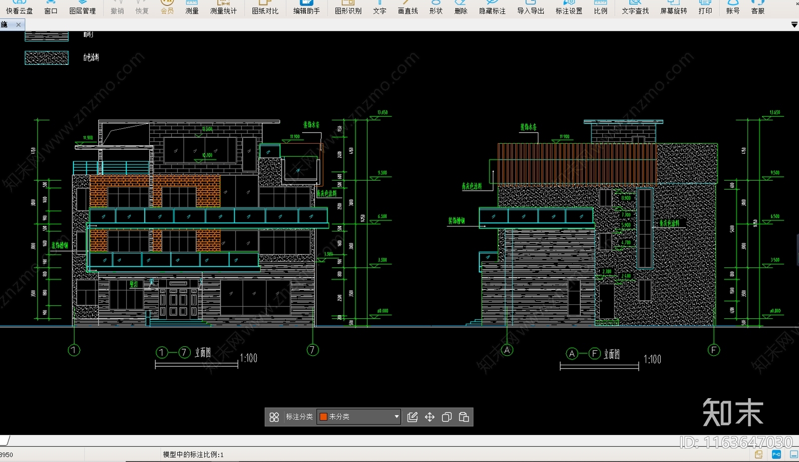 现代别墅建筑cad施工图下载【ID:1163647030】