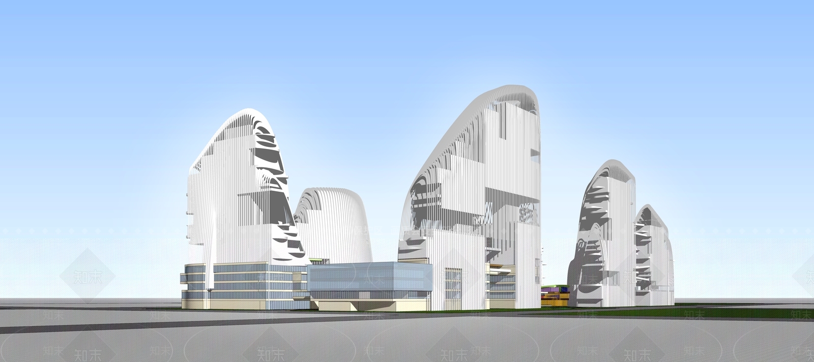 现代商场建筑SU模型下载【ID:1163661735】