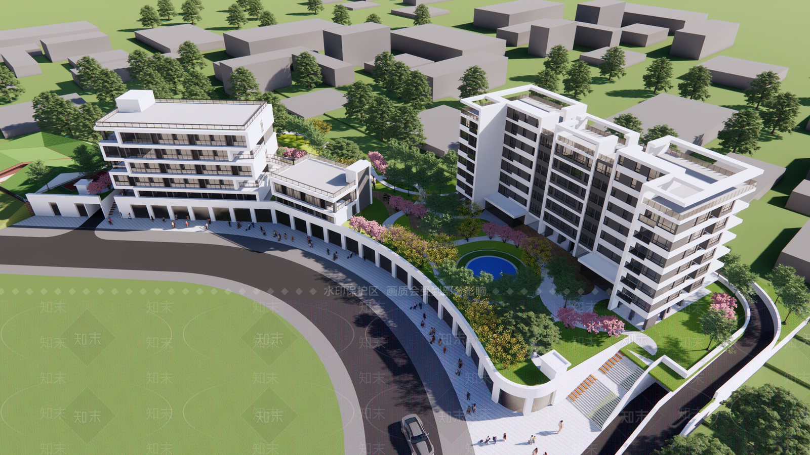 现代多层住宅SU模型下载【ID:1163674182】
