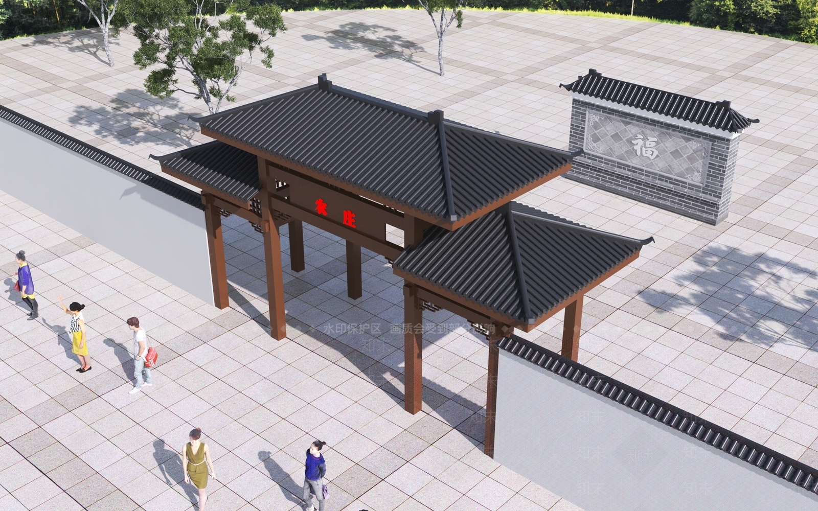 新中式门头3D模型下载【ID:1163679562】