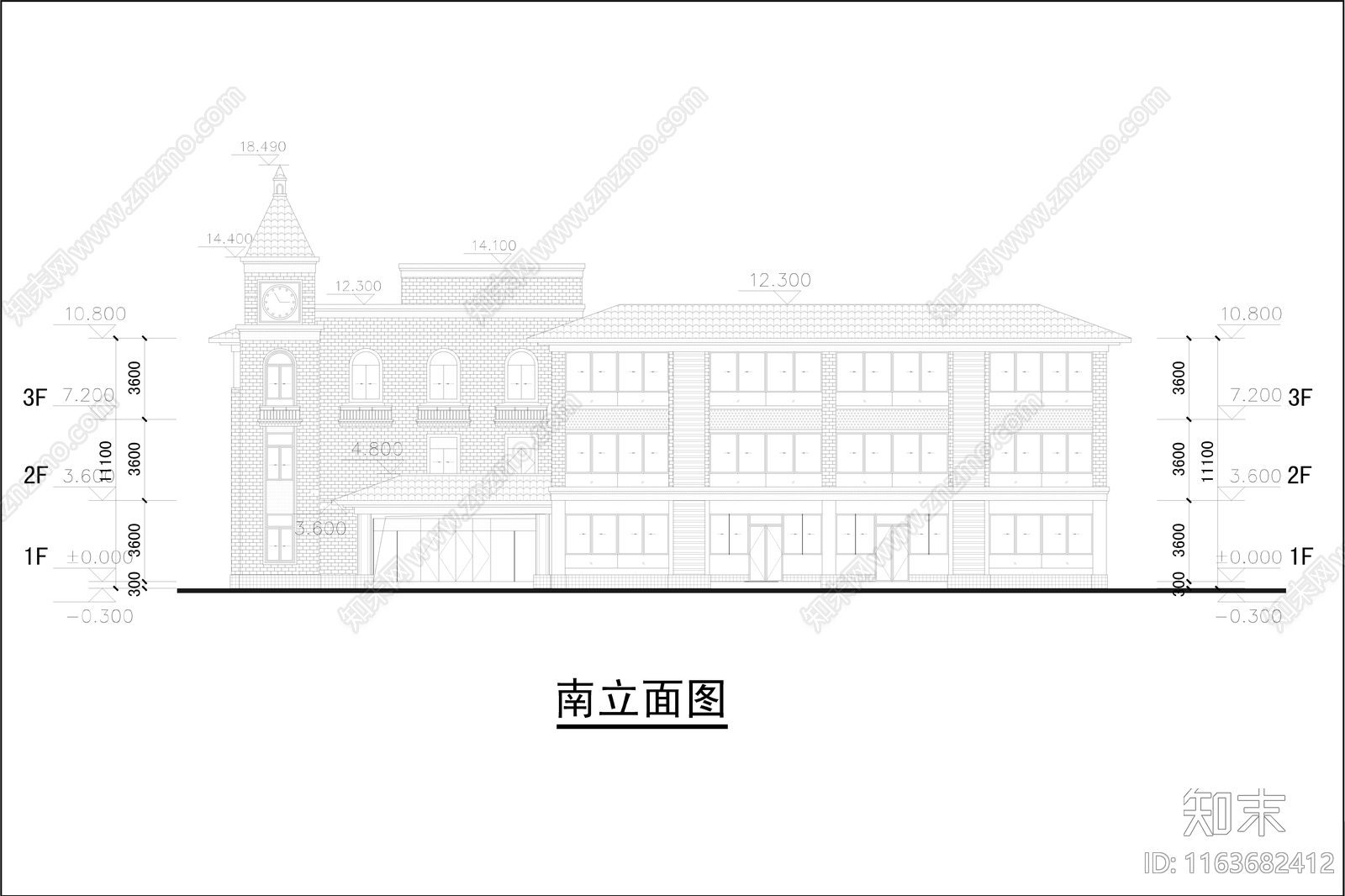 复古幼儿园建筑cad施工图下载【ID:1163682412】
