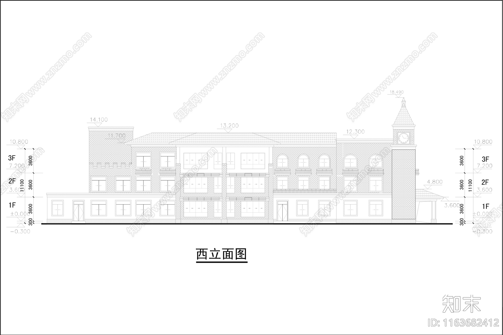 复古幼儿园建筑cad施工图下载【ID:1163682412】