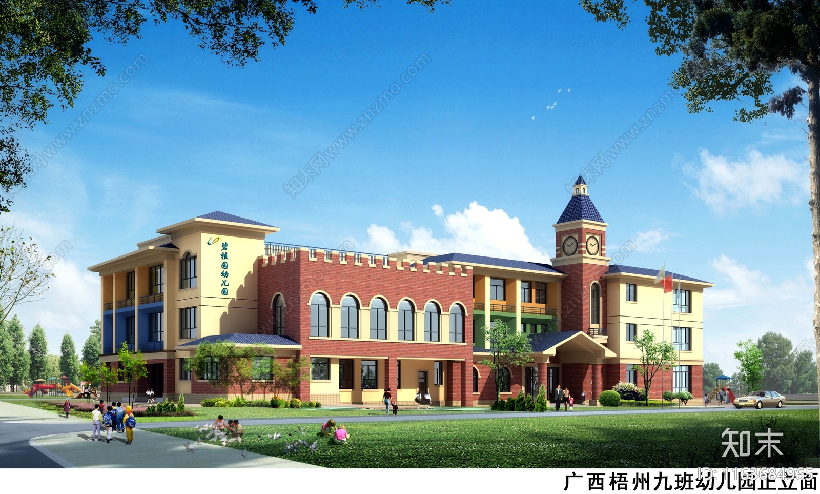 复古幼儿园建筑cad施工图下载【ID:1163684965】
