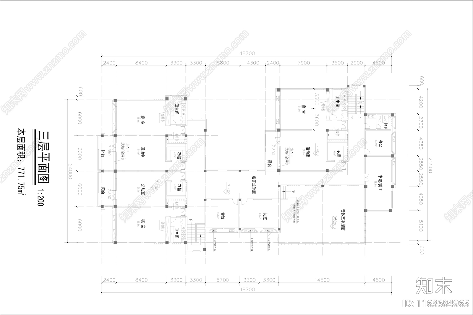 复古幼儿园建筑cad施工图下载【ID:1163684965】