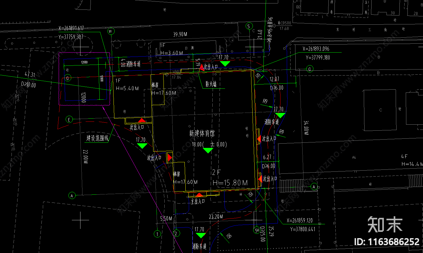 现代体育馆建筑cad施工图下载【ID:1163686252】