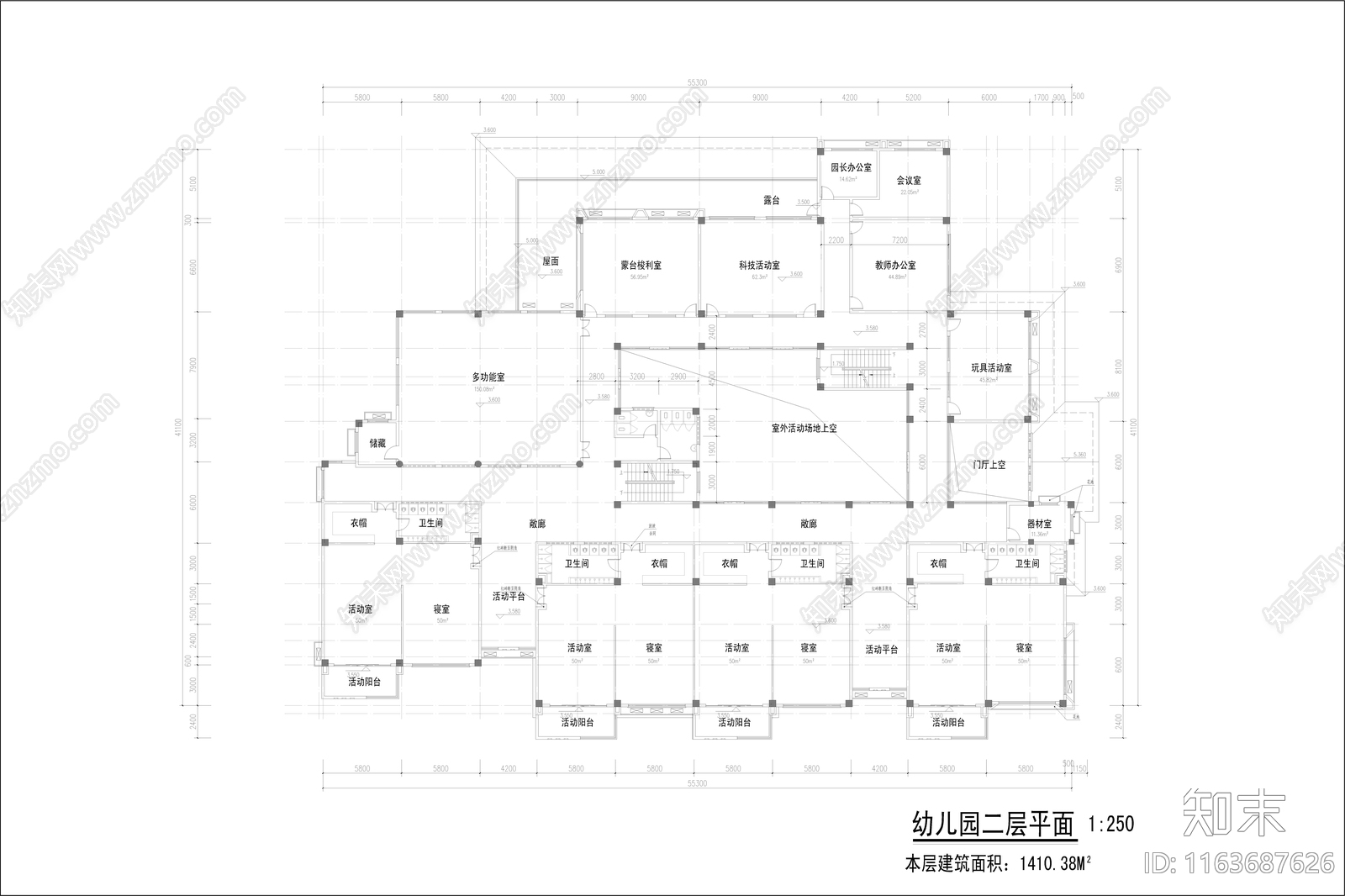 复古幼儿园建筑cad施工图下载【ID:1163687626】