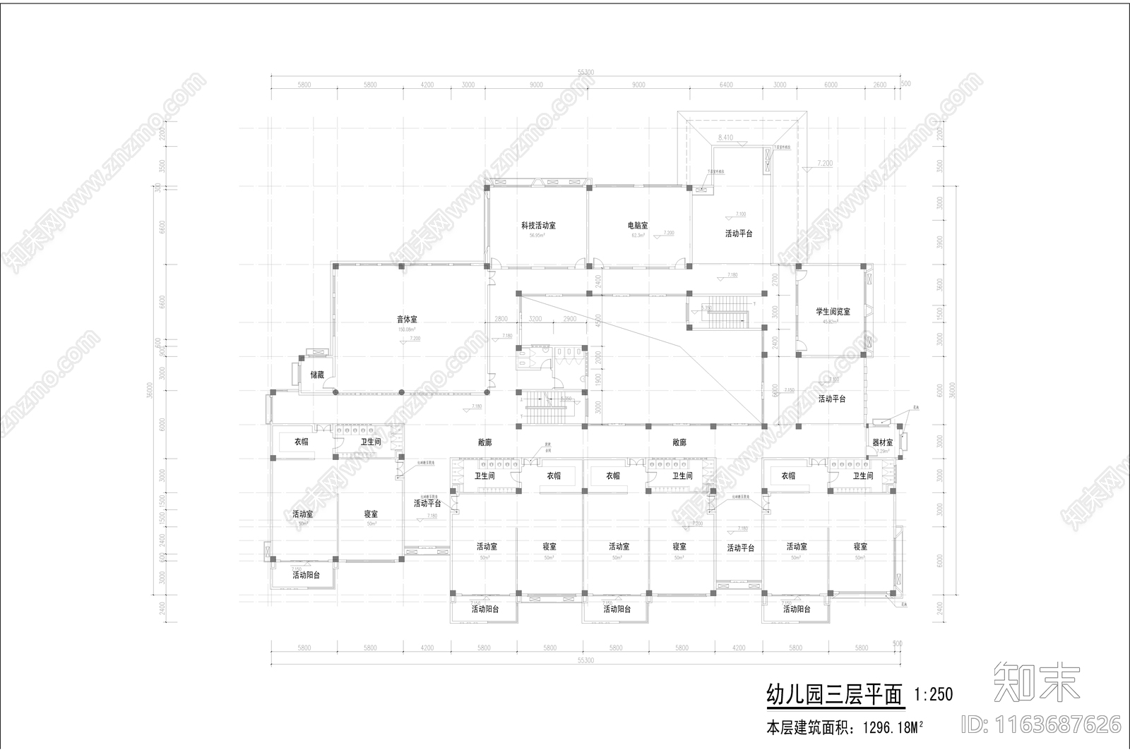复古幼儿园建筑cad施工图下载【ID:1163687626】