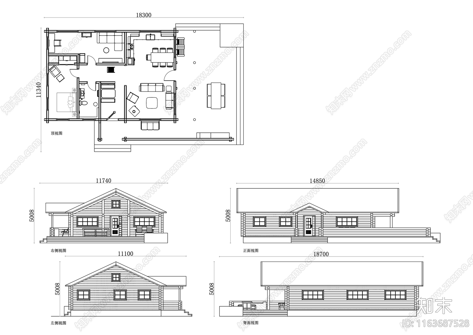 现代别墅建筑cad施工图下载【ID:1163687528】