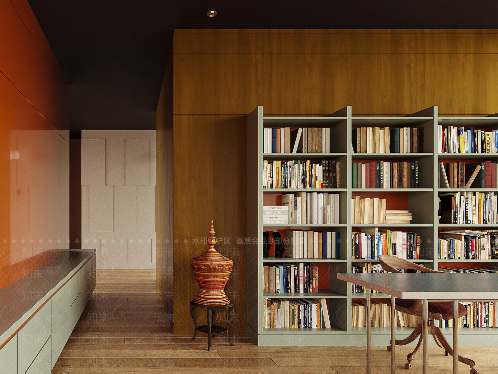 现代复古书房SU模型下载【ID:1163687740】