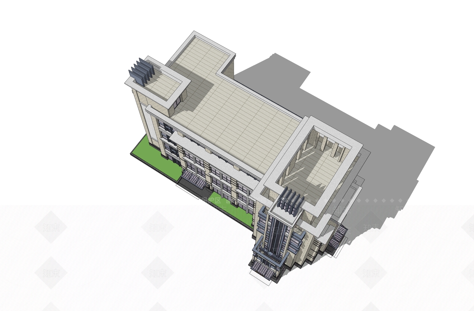 欧式简欧售楼处建筑SU模型下载【ID:1163690795】