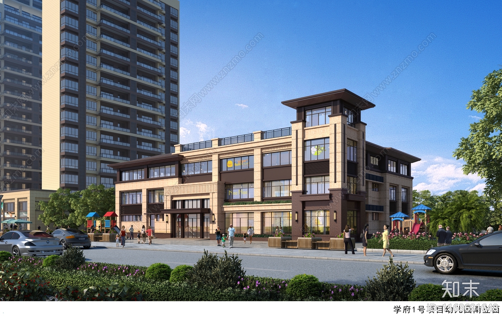 复古幼儿园建筑cad施工图下载【ID:1163691648】