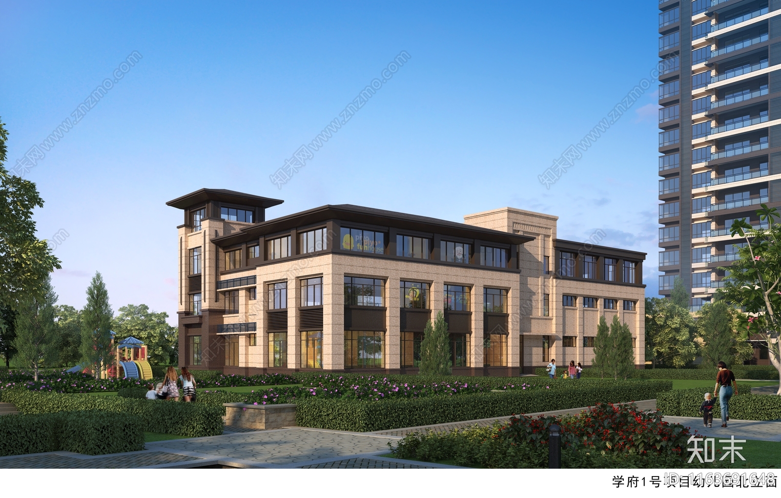 复古幼儿园建筑cad施工图下载【ID:1163691648】