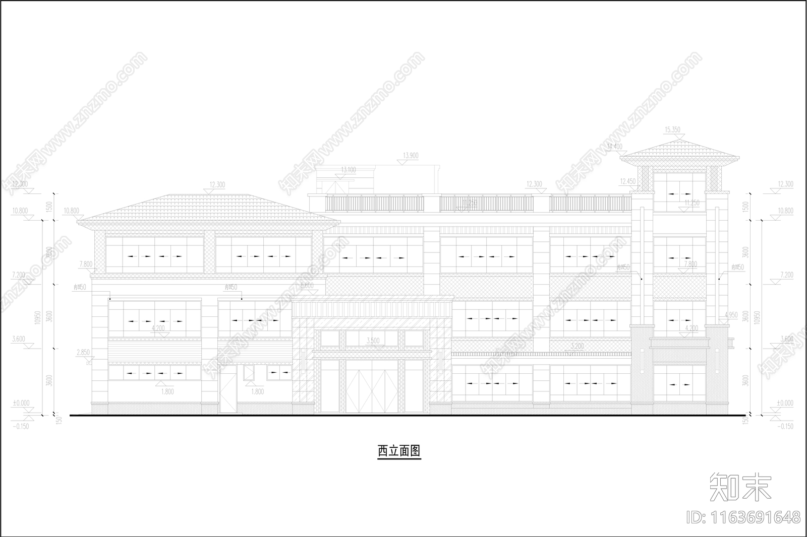 复古幼儿园建筑cad施工图下载【ID:1163691648】