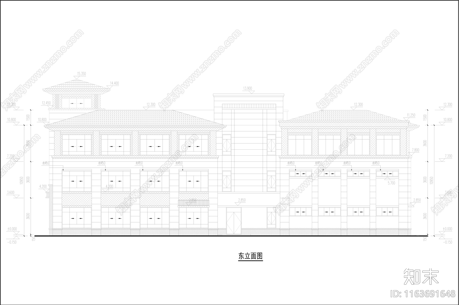 复古幼儿园建筑cad施工图下载【ID:1163691648】