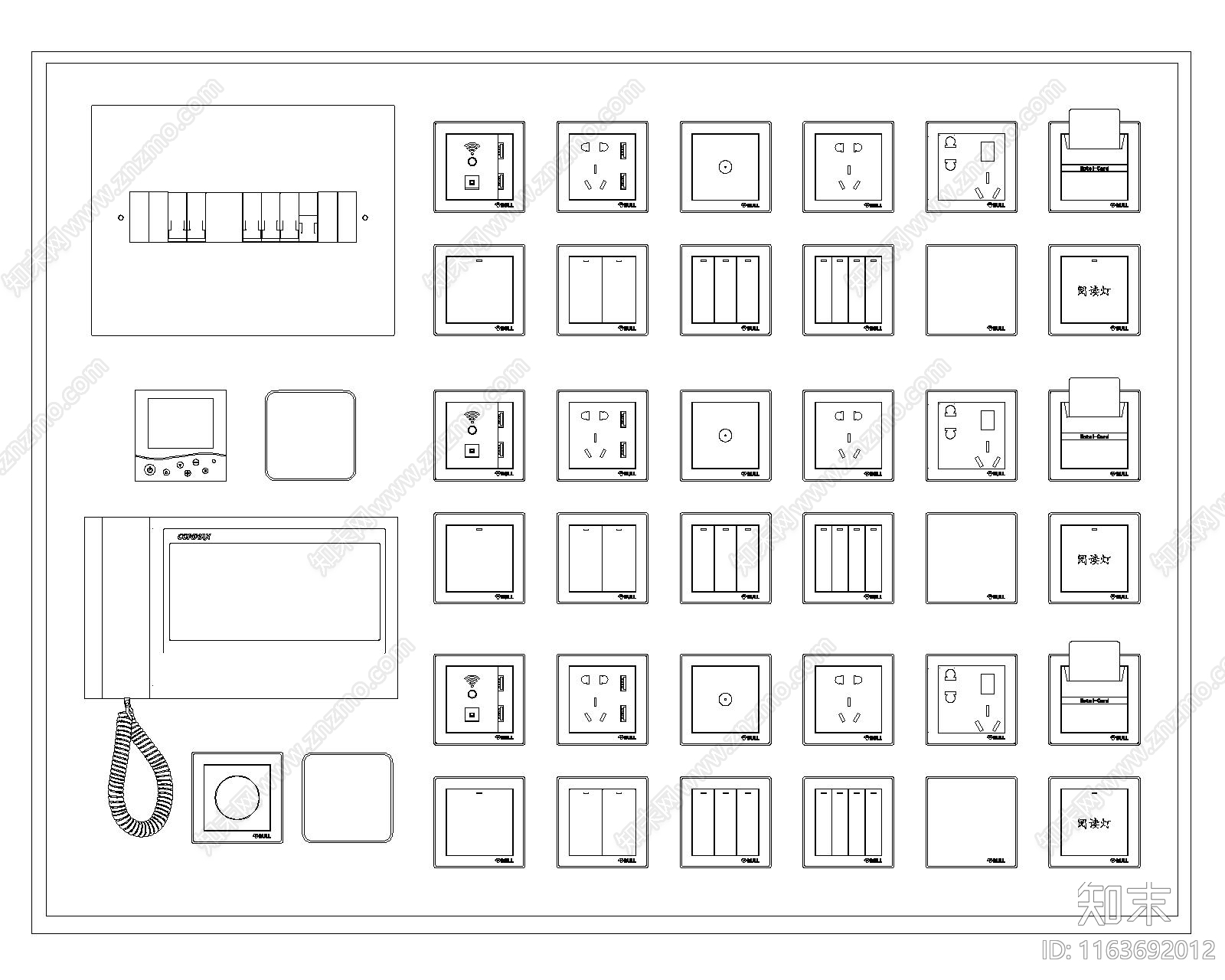 现代开关插座施工图下载【ID:1163692012】