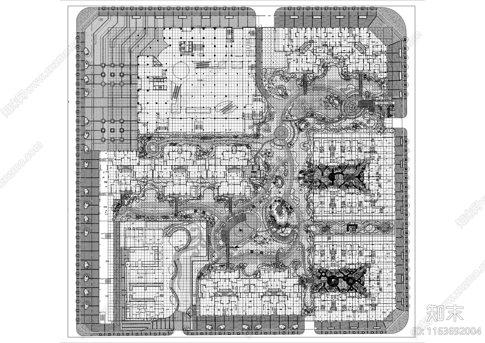 景观平面图cad施工图下载【ID:1163692004】