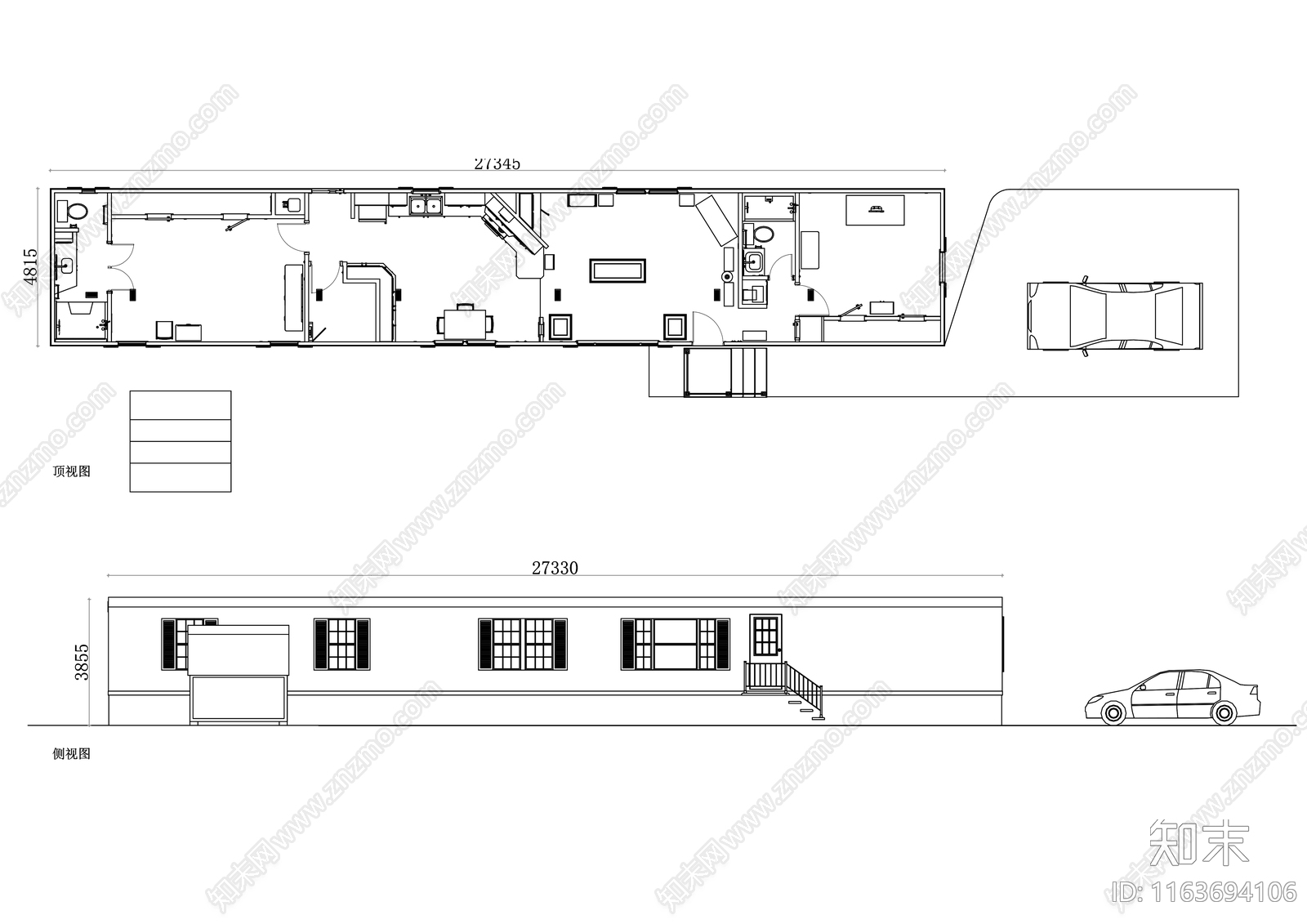 现代别墅建筑cad施工图下载【ID:1163694106】