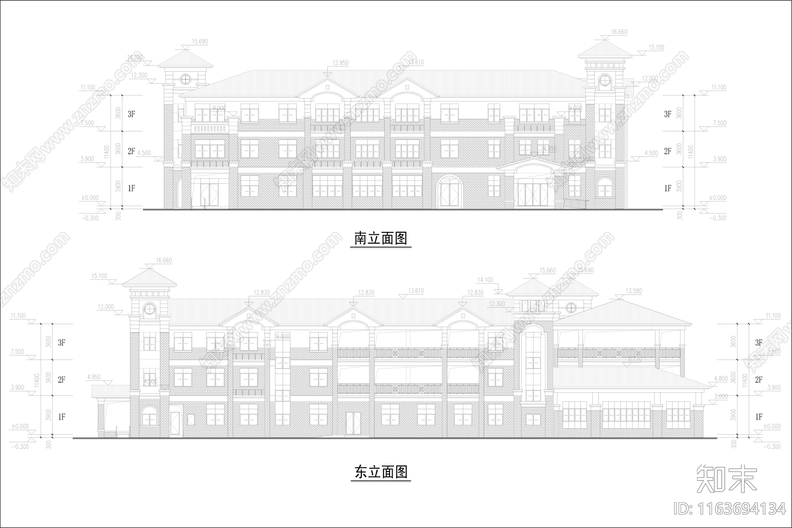 复古幼儿园建筑cad施工图下载【ID:1163694134】