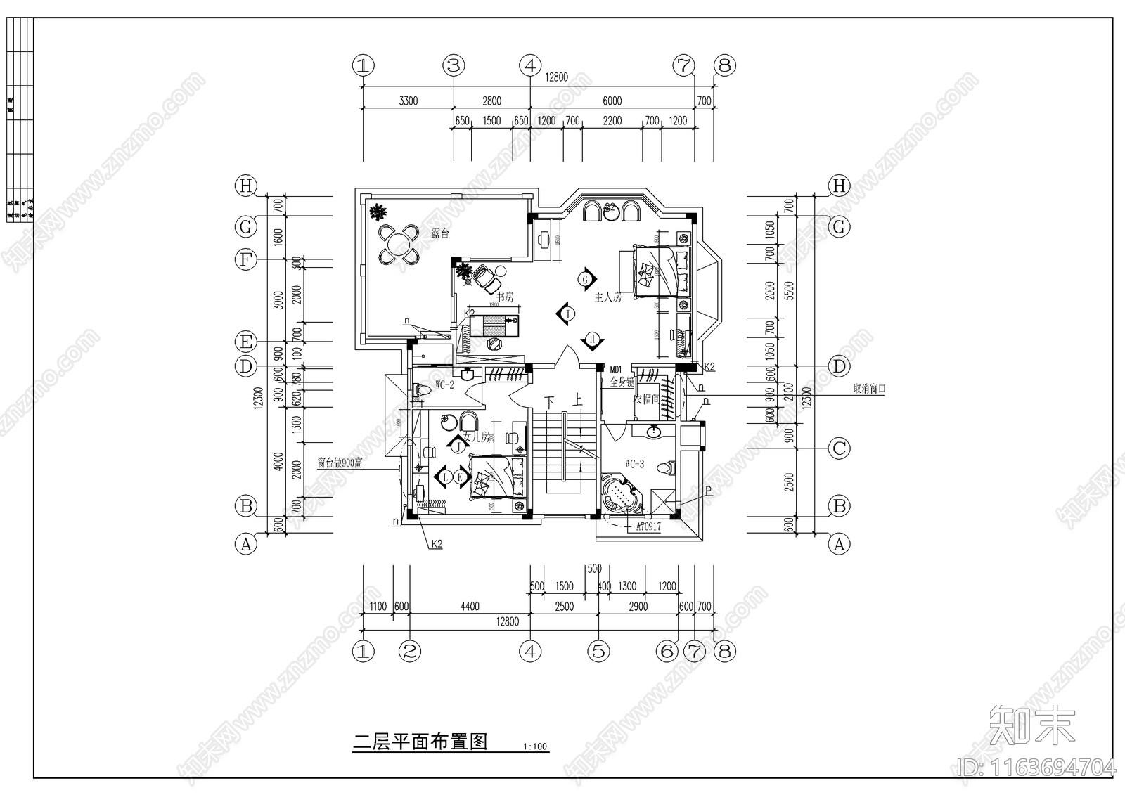 现代整体家装空间cad施工图下载【ID:1163694704】