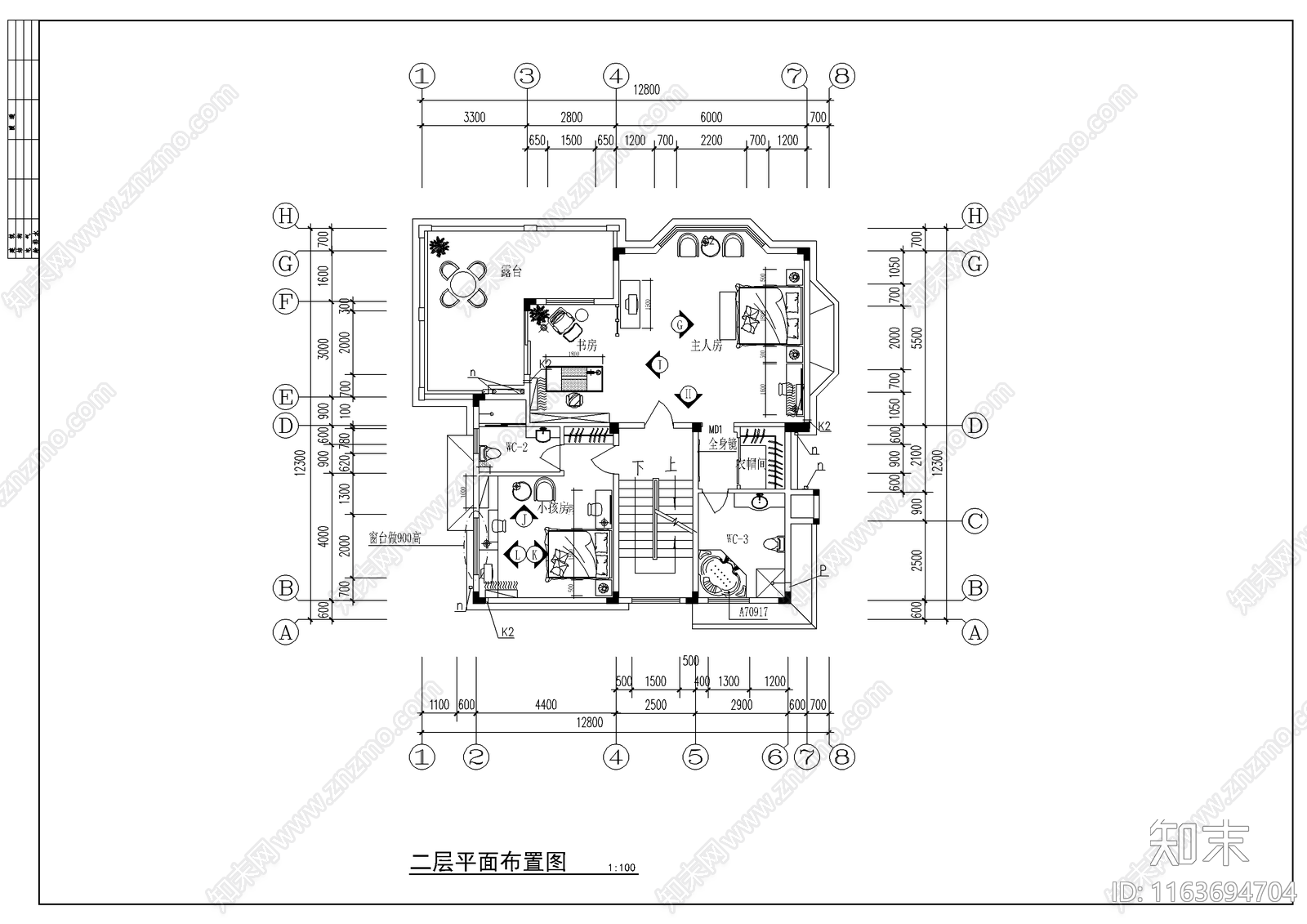 现代整体家装空间cad施工图下载【ID:1163694704】