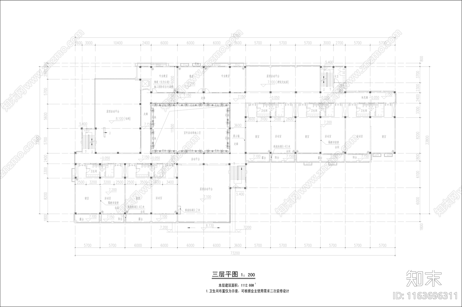 复古幼儿园建筑cad施工图下载【ID:1163696311】