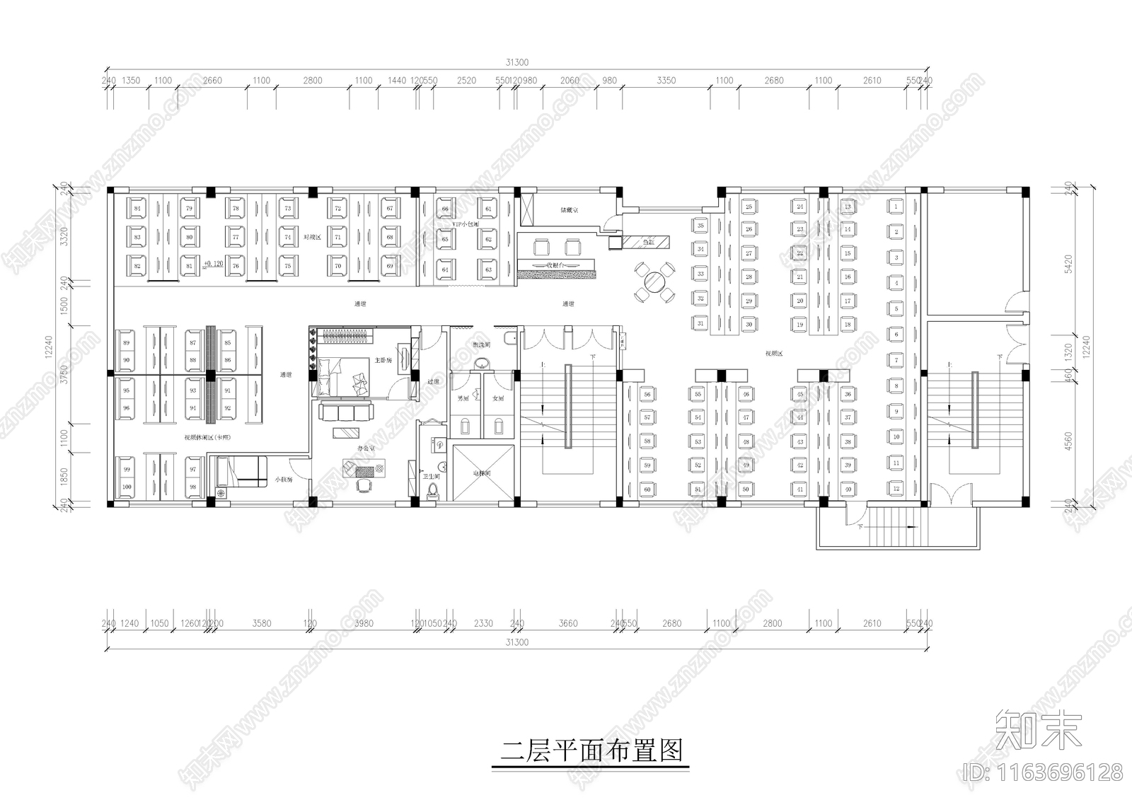 现代网吧cad施工图下载【ID:1163696128】