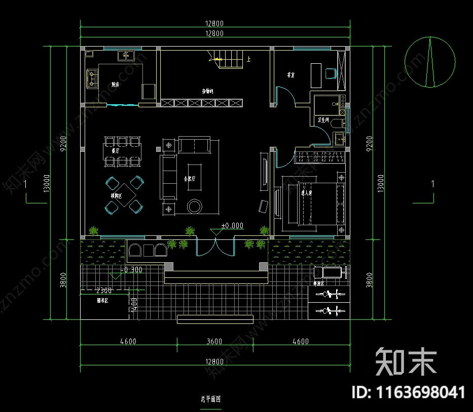 现代新中式别墅建筑施工图下载【ID:1163698041】