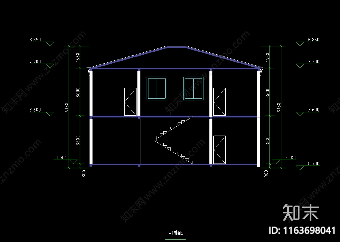 现代新中式别墅建筑施工图下载【ID:1163698041】