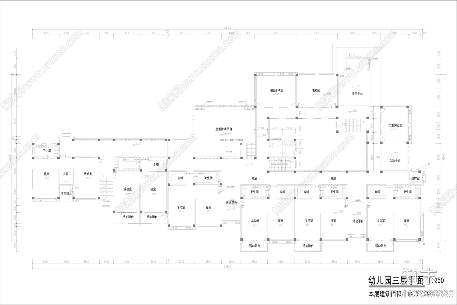 复古幼儿园建筑cad施工图下载【ID:1163698886】