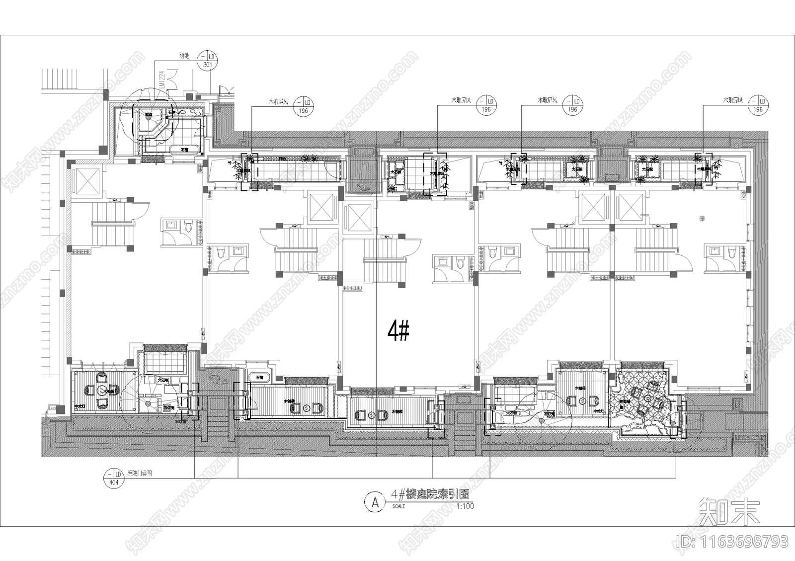 中式小区景观施工图下载【ID:1163698793】