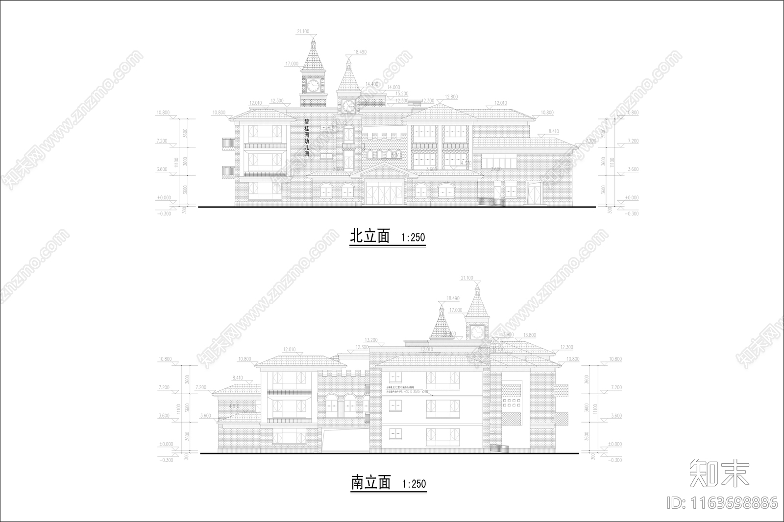 复古幼儿园建筑cad施工图下载【ID:1163698886】