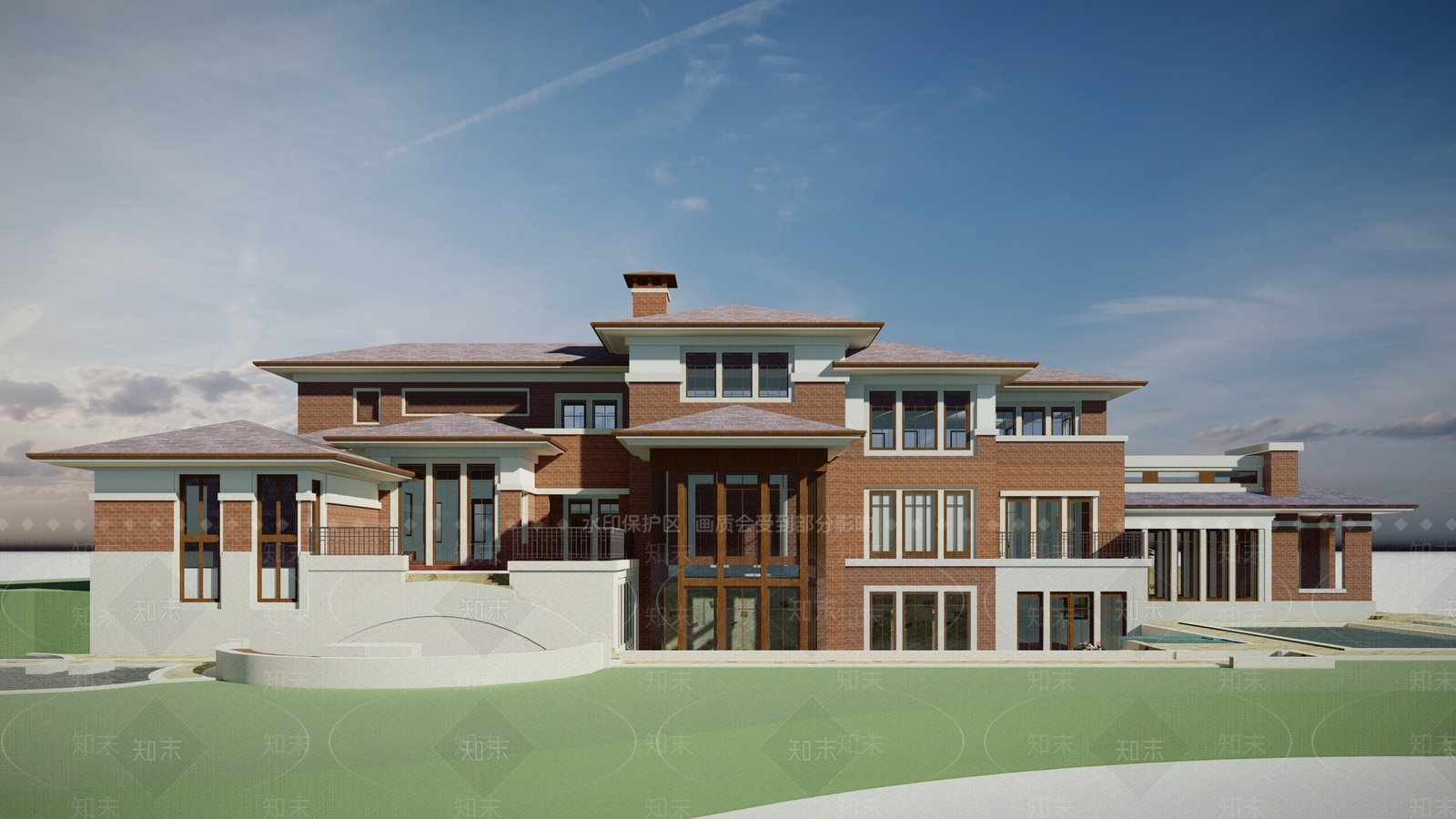 美式欧式售楼处建筑SU模型下载【ID:1163701531】