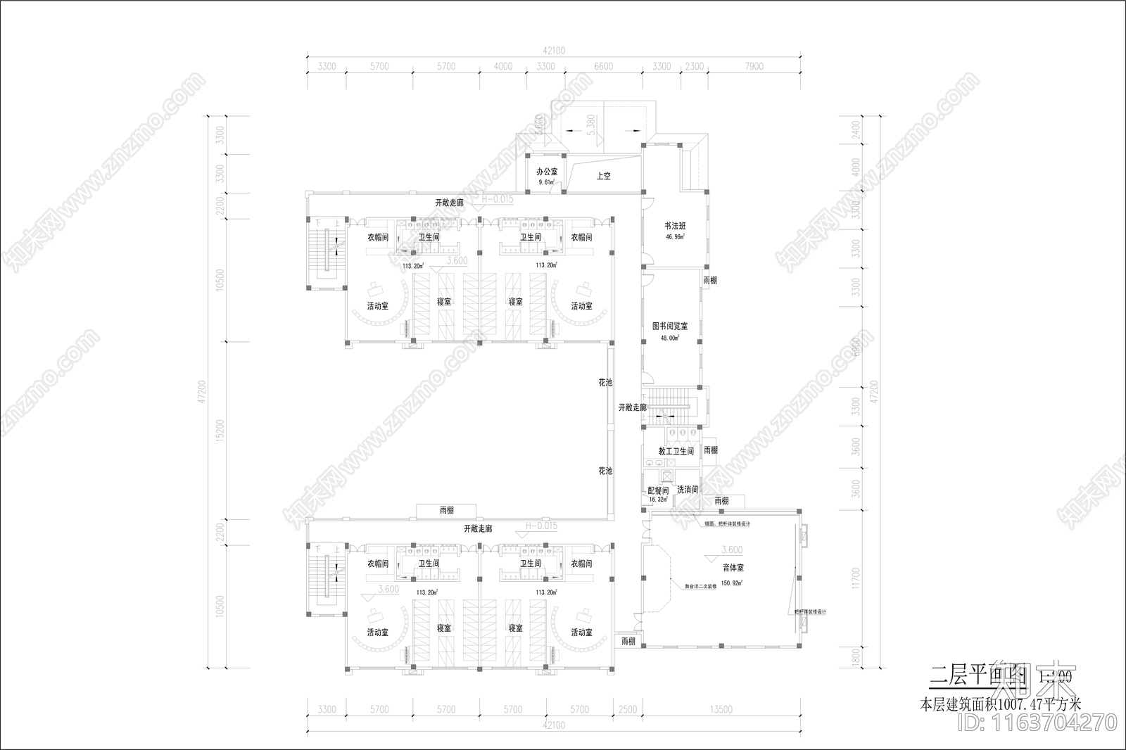 复古幼儿园建筑cad施工图下载【ID:1163704270】