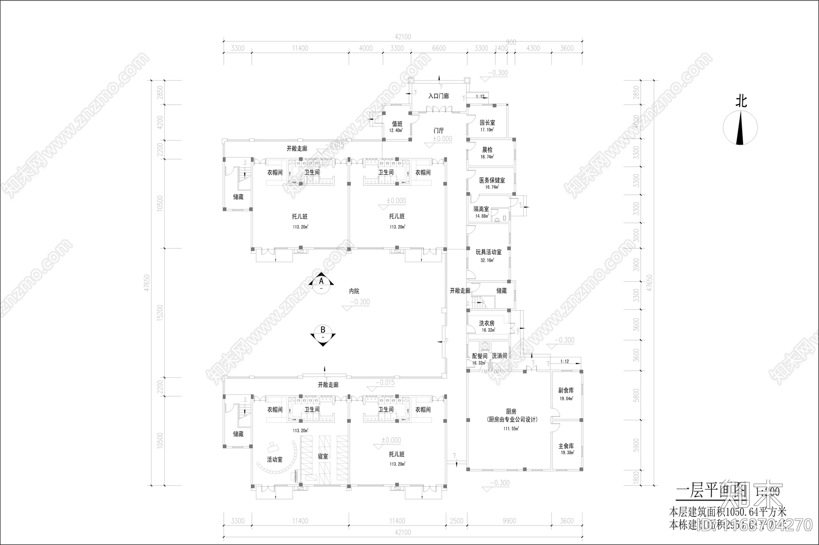 复古幼儿园建筑cad施工图下载【ID:1163704270】