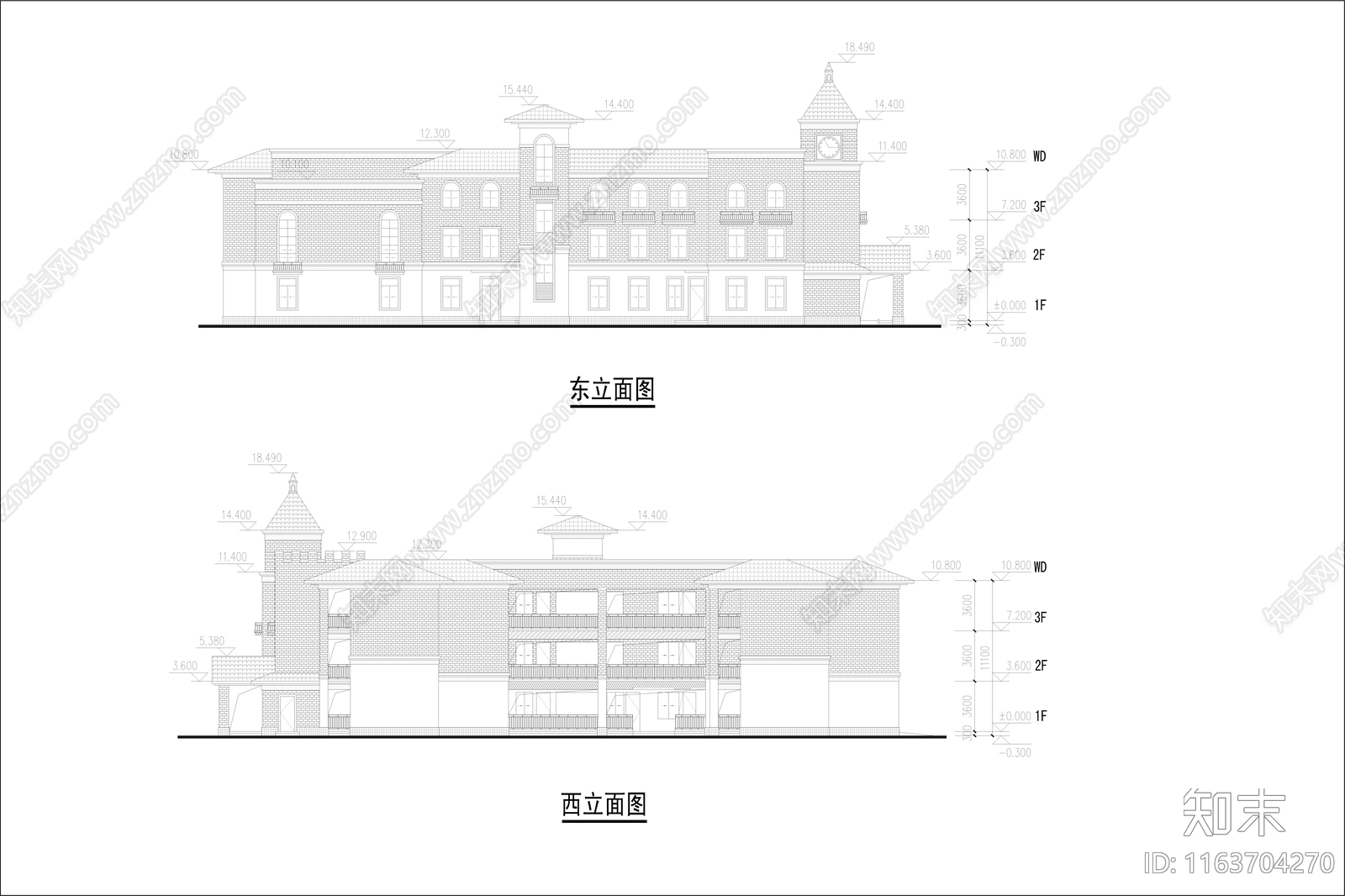 复古幼儿园建筑cad施工图下载【ID:1163704270】
