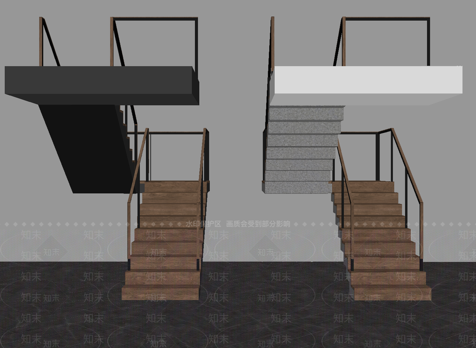 现代楼梯SU模型下载【ID:1163716705】