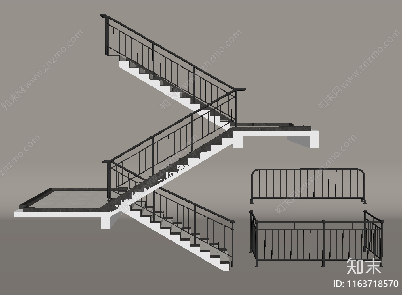 现代楼梯SU模型下载【ID:1163718570】