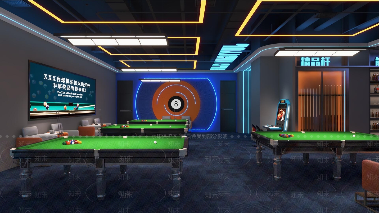现代台球室3D模型下载【ID:1163736987】